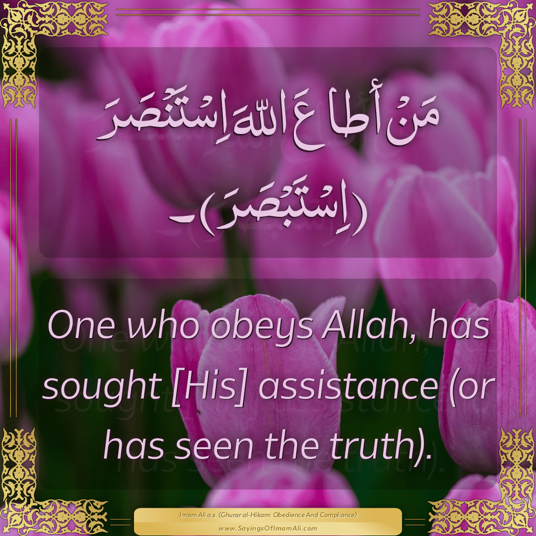 One who obeys Allah, has sought [His] assistance (or has seen the truth).